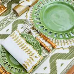 White & Gold Laurel Napkins (Set of 4)