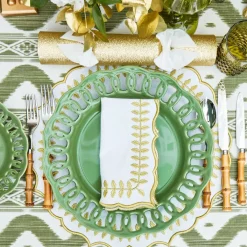 White & Gold Laurel Napkins (Set of 4)
