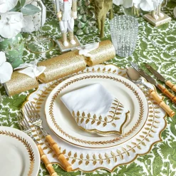 White & Gold Laurel Placemats (Set of 4)