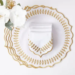White & Gold Laurel Placemats (Set of 4)