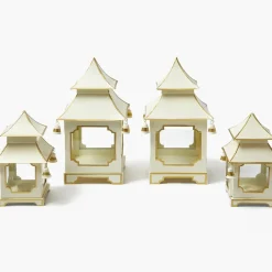 White & Gold Pagoda Lantern Set