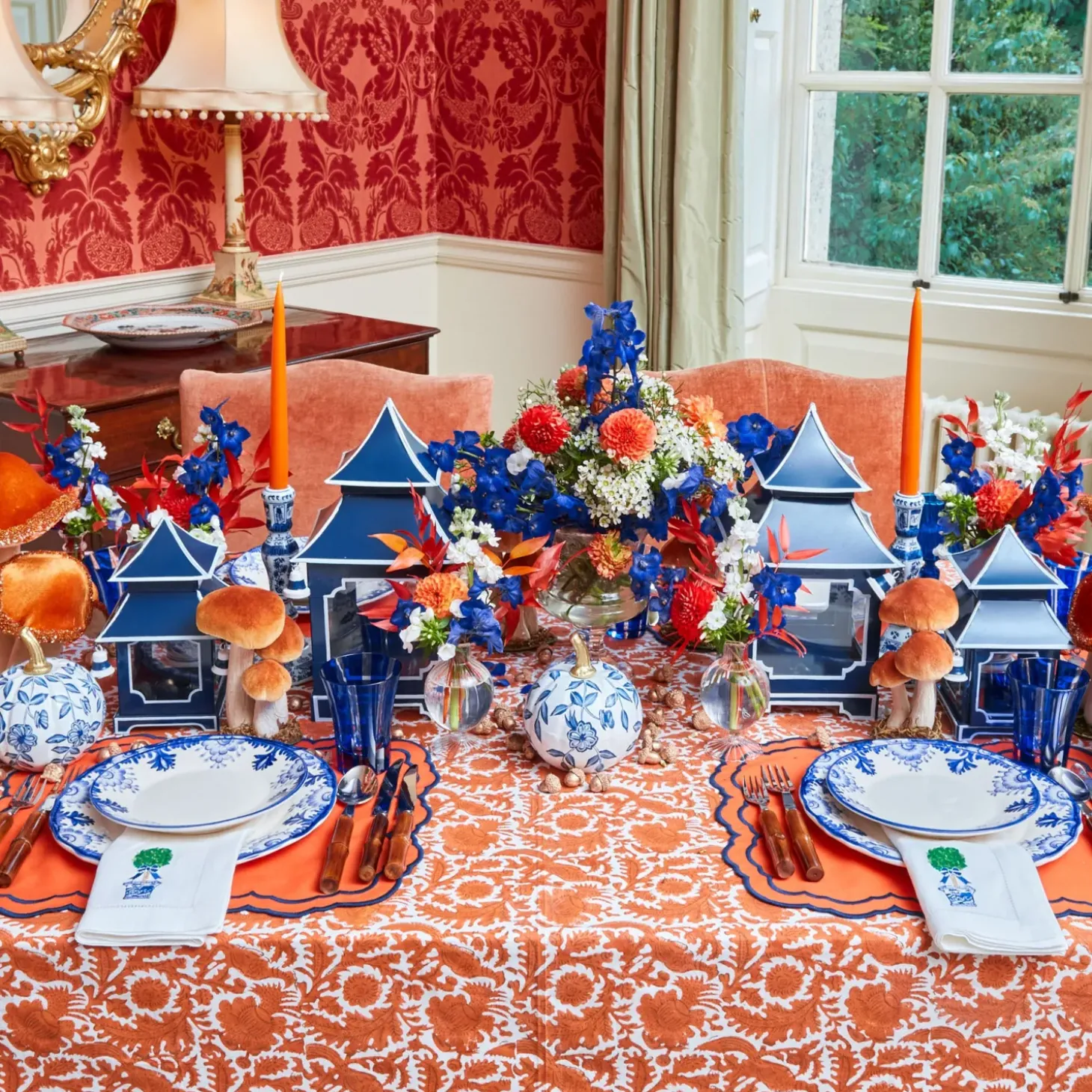 White Chinoiserie Tole Pumpkin Family