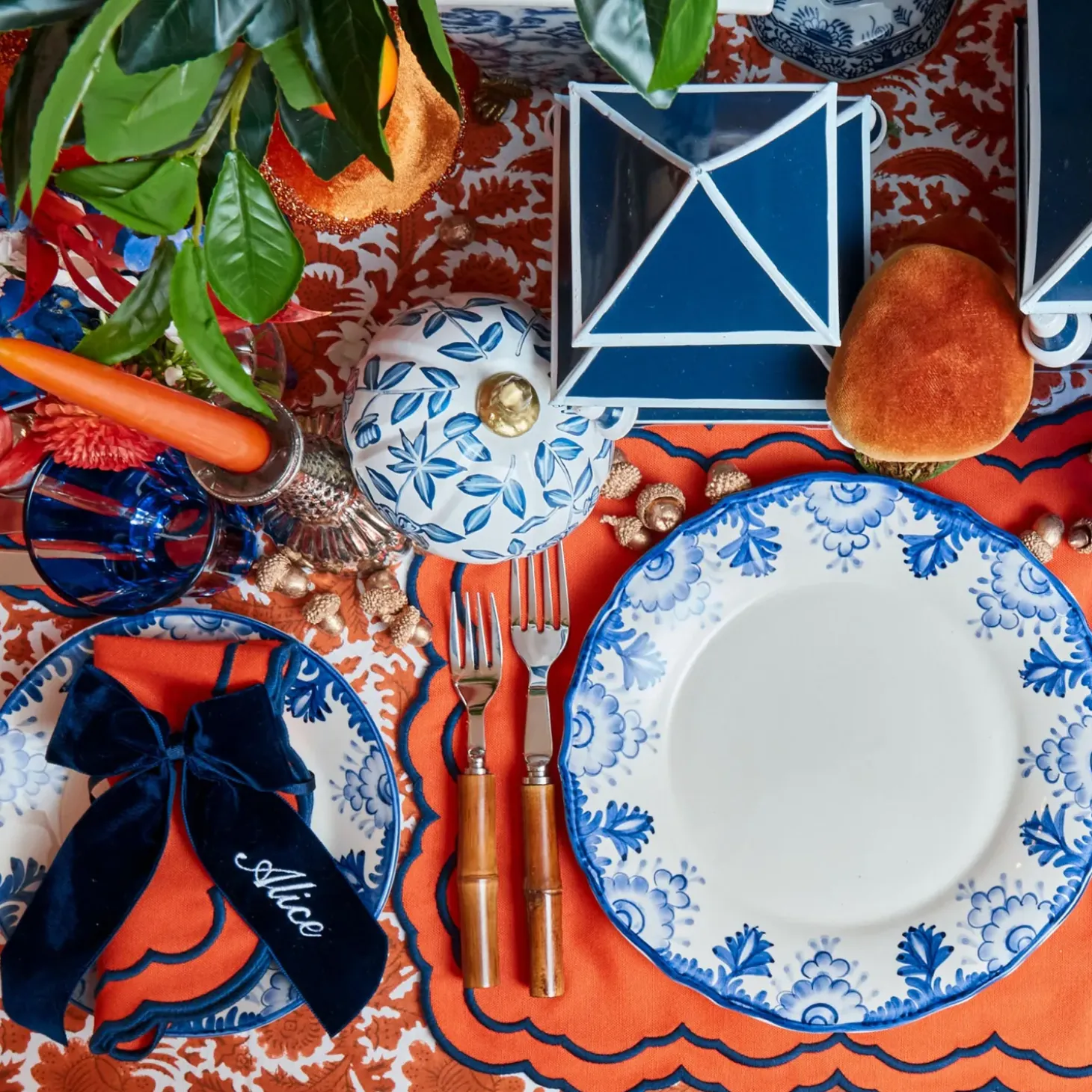 White Chinoiserie Tole Pumpkin Family