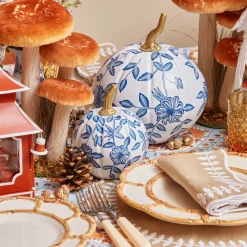 White Chinoiserie Tole Pumpkin Family