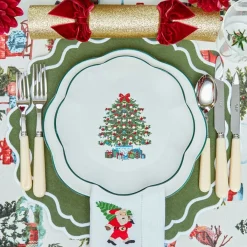 White Hand Embroidered Father Christmas Napkins (Set of 4)