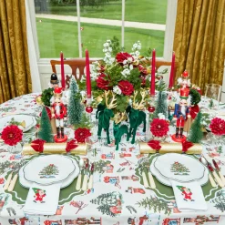 White Hand Embroidered Father Christmas Napkins (Set of 4)