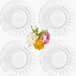 White Lace Dinner & Starter Plates (Set of 8)