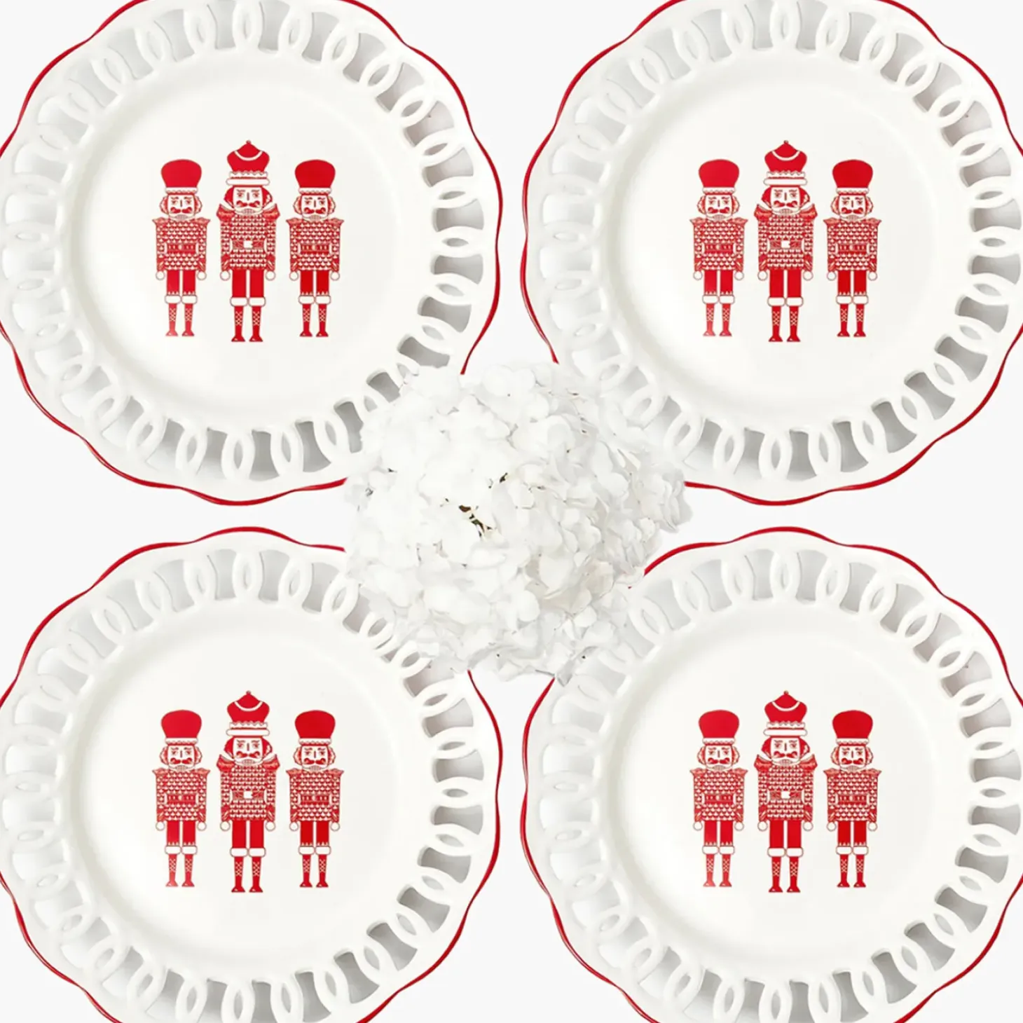 White Lace Nutcracker Dinner Plates (Set of 4)