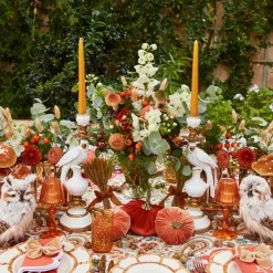 White Parrot Candle Holder Set