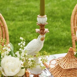 White Parrot Candle Holder (Pair)