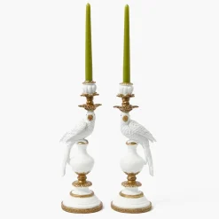 White Parrot Candle Holder (Pair)