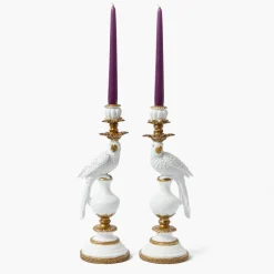 White Parrot Candle Holder (Pair)