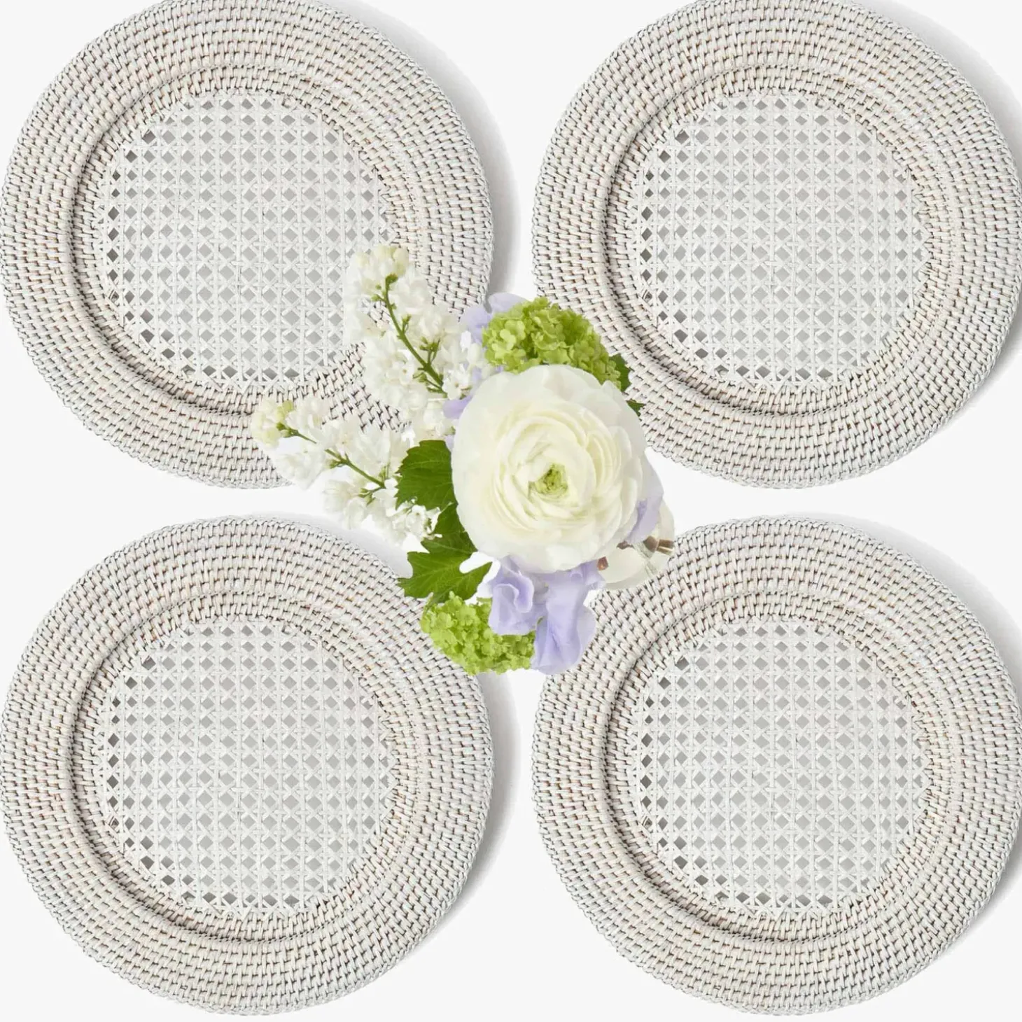 White Rattan Charger Plates (Set of 4)