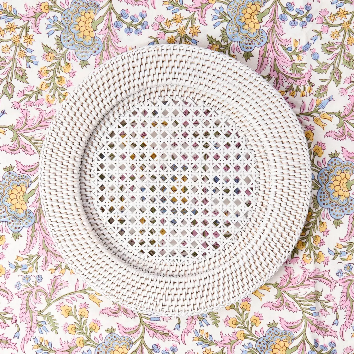 White Rattan Charger Plates (Set of 4)