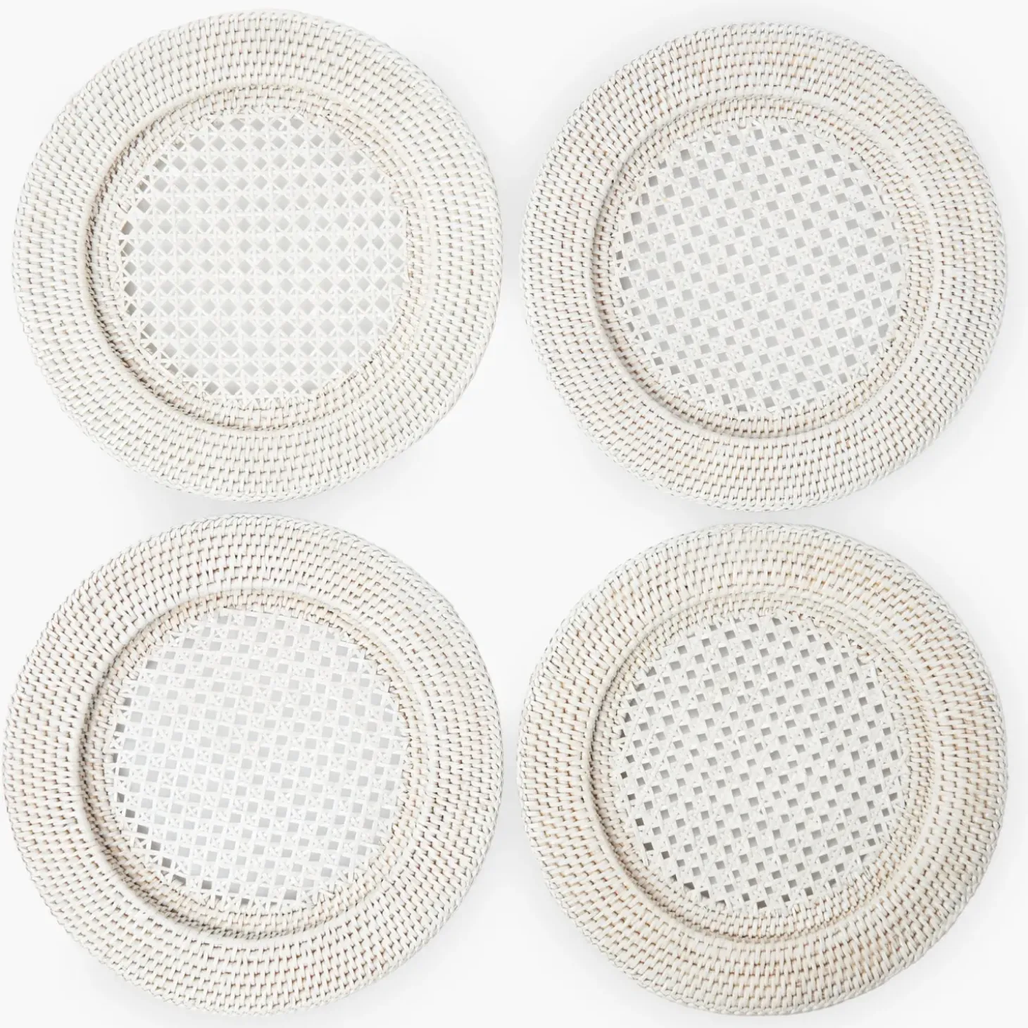 White Rattan Charger Plates (Set of 4)