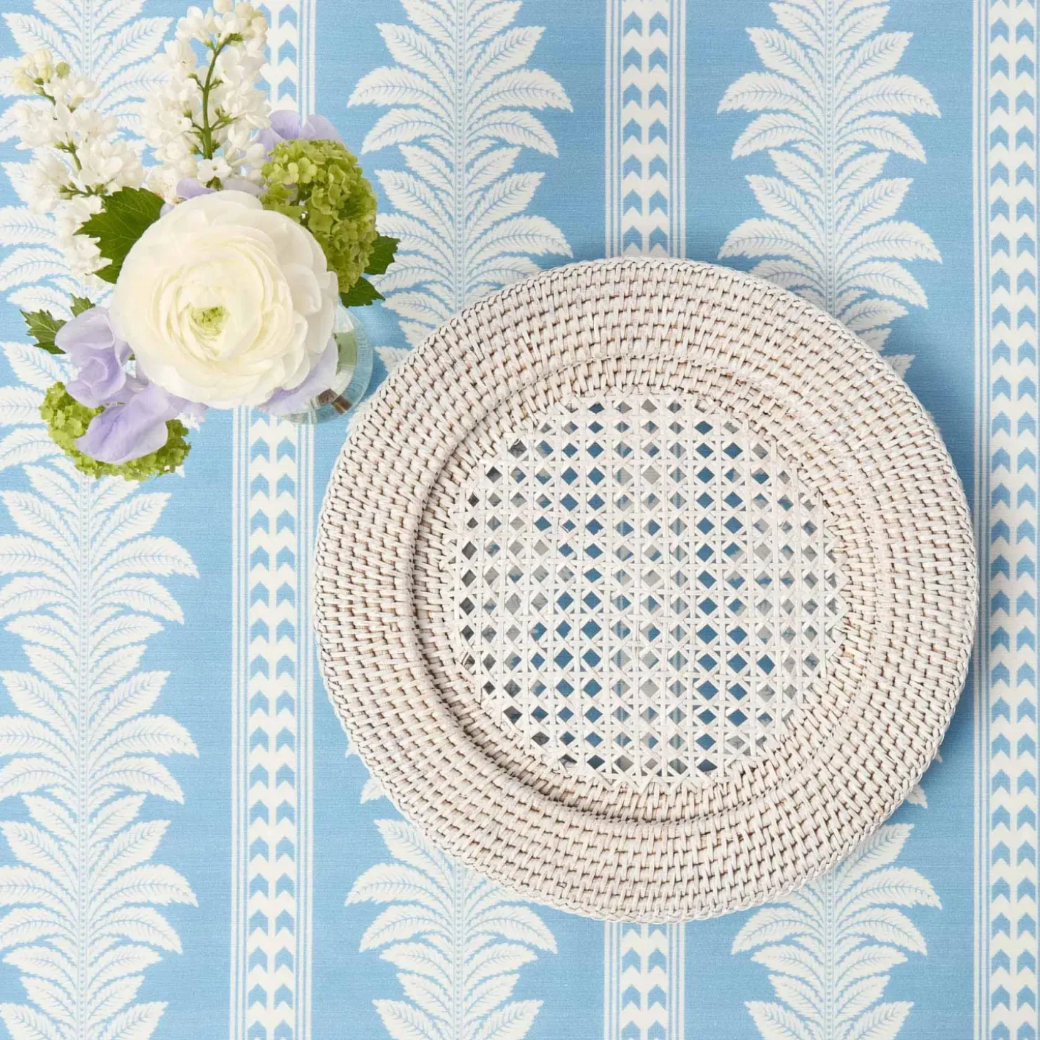White Rattan Charger Plates (Set of 4)