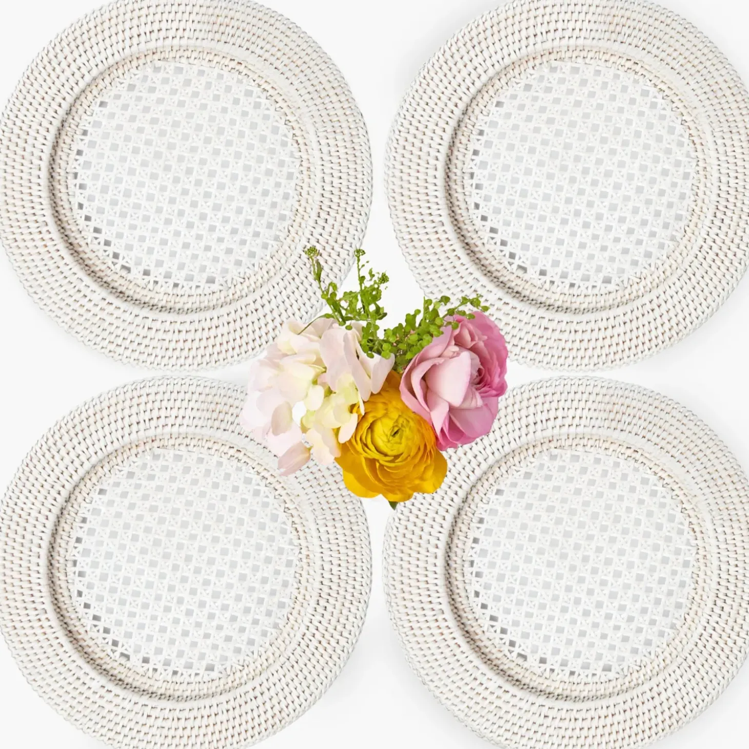 White Rattan Charger Plates (Set of 4)