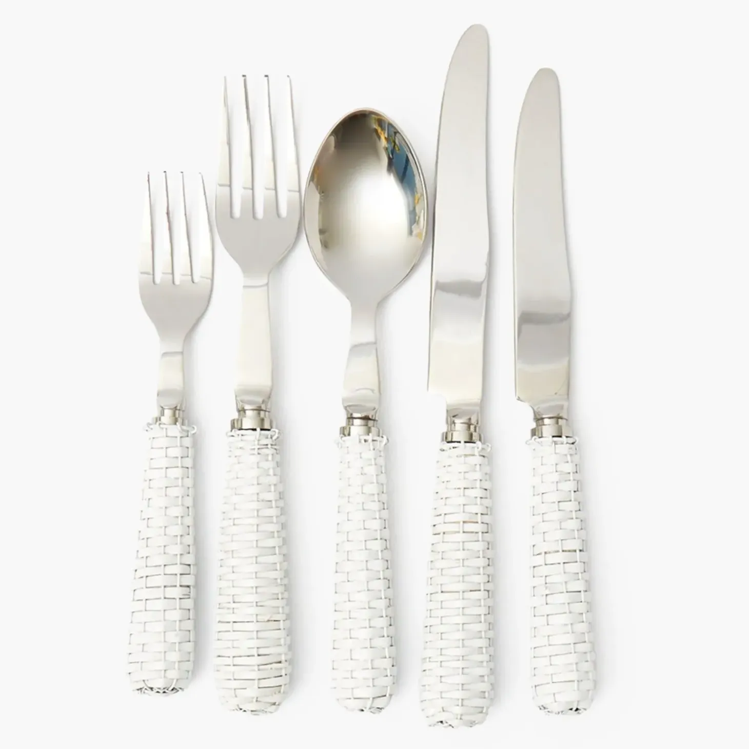 White Rattan Cutlery (5 Piece)