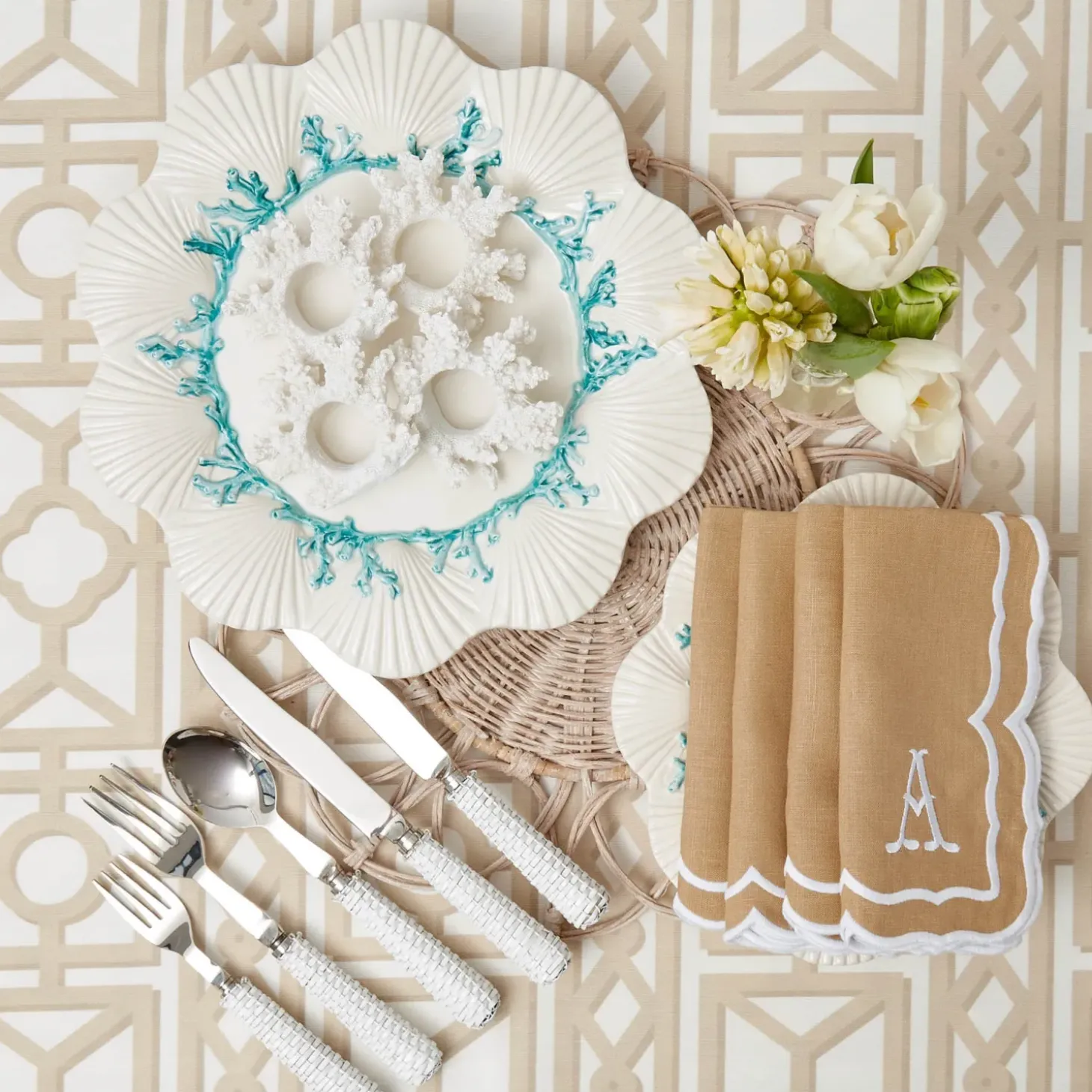 White Rattan Cutlery (5 Piece)