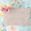 White Rectangular Scalloped Rattan Placemats (Set of 4)
