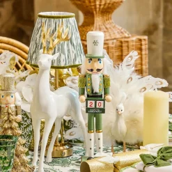 White Reindeer with Gold Antlers (Pair) - 33cm