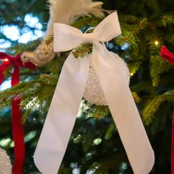 White Velvet Christmas Tree Bows (Set of 6)