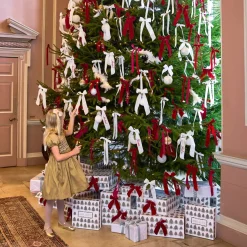 White Velvet Christmas Tree Bows (Set of 6)