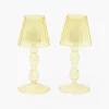 Yellow Glass Lantern Tea Light Holder (Pair) - 18cm
