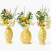Yellow Hand Painted Tole Bud Vases (Set of 3)